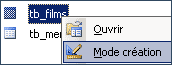 Access - Mode création