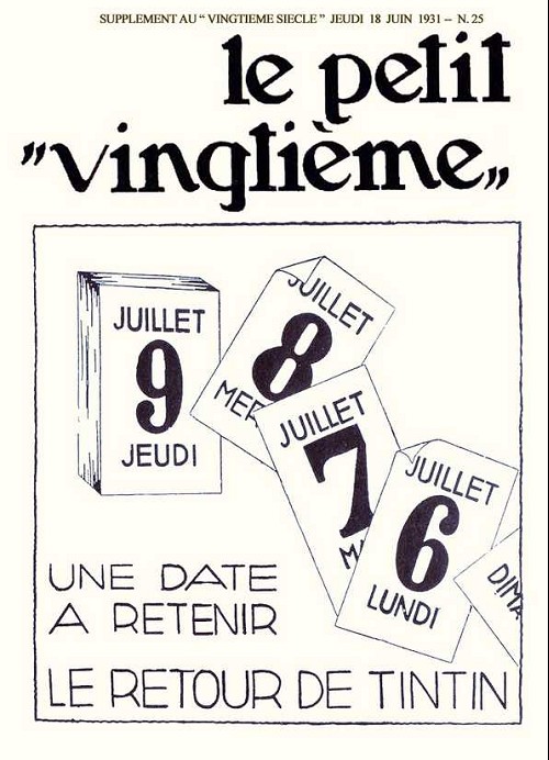 Couverture de l'album 18 juin 1931: Une date à retenir Le retour de Tintin
