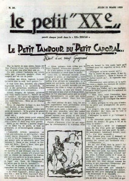 Consulter les informations sur la BD 21 mars 1929: Le petit tambour du petit Caporal...