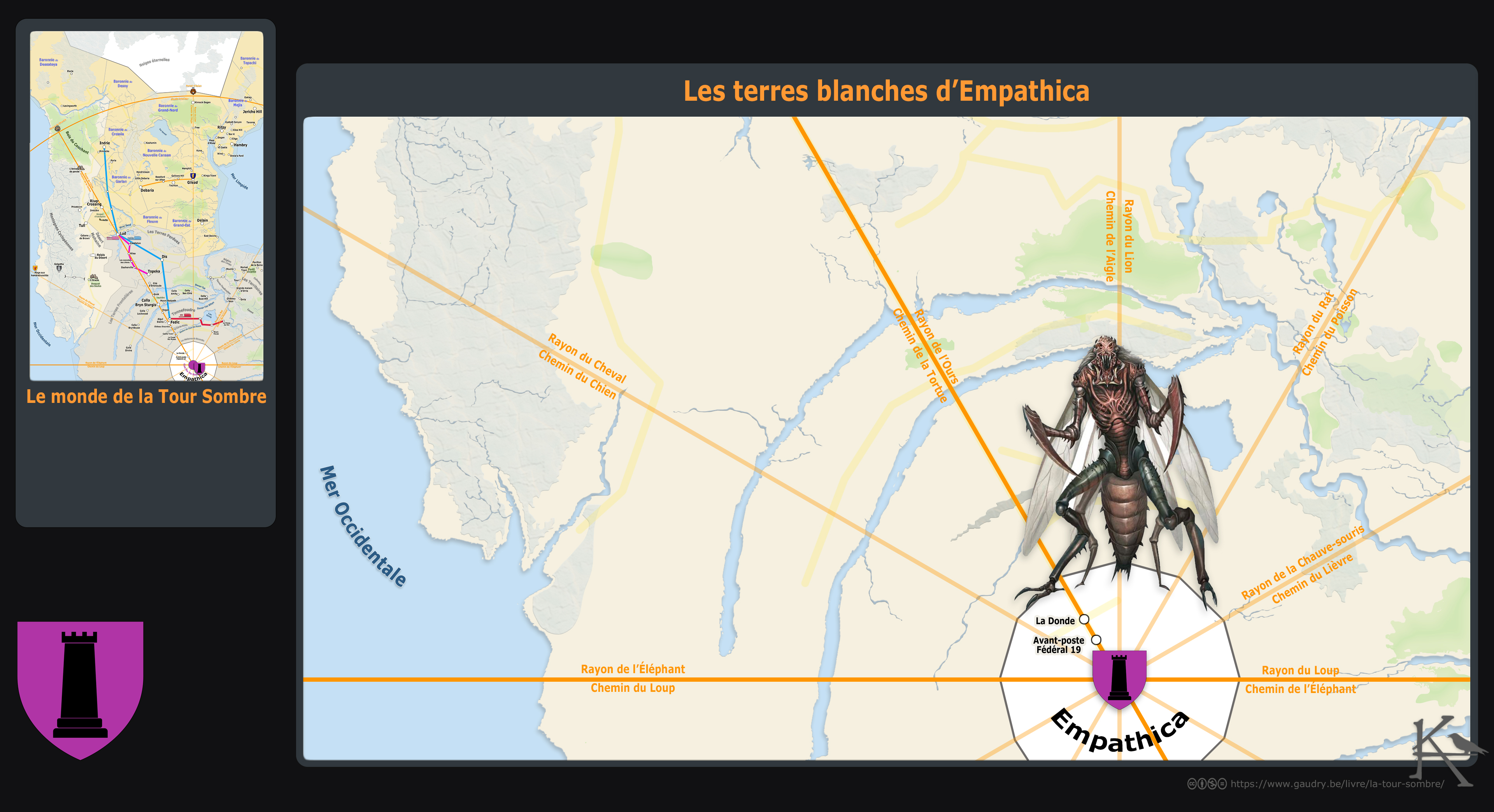 Carte de la Tour Sombre, les terres blanches d'Empathica