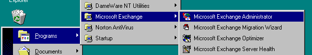 menu Microsoft Exchange Administrator