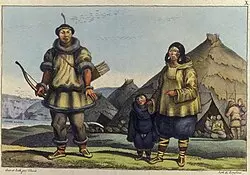 Représentation d'une famille tchouktche par Louis Choris (1816)