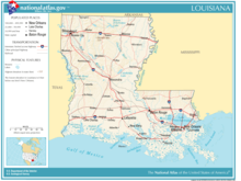 Carte de la Louisiane issue de l'Atlas national des États-Unis (National Atlas of the United States)