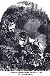 Lithographie Le Vampire par René de Moraine, pour la couverture du roman de Paul féval Lithographie Le Vampire par René de Moraine, pour la couverture du roman de Paul féval