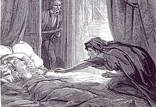 Carmilla. Illustration de David Henry Friston pour l'édition originale de l'œuvre de Sheridan Le Fanu. Dessin en noir et blanc