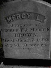 Tombe de Mercy Brown, vampire supposé. Tombe de Mercy Brown
