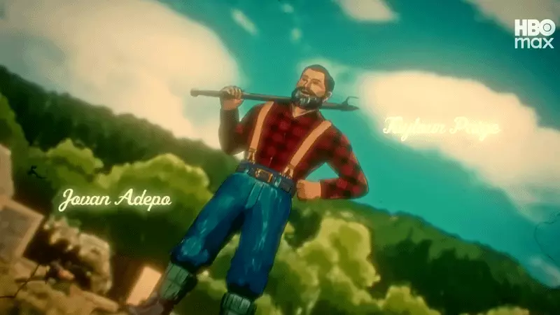 Statue de Paul Bunyan dans le générique de Ça Bienvenue à Derry