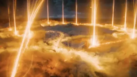 Colonnes de lumières qui proviennent de la Terre, vues du ciel