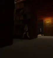 Lara affrontant les hommes de main de la bibliothèque.