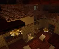 Lara grimpant aux lustres du grand salon.