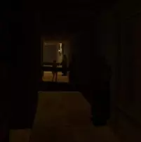 Le couloir des statues avec des épées.