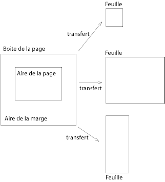 Illustration de la feuille, de la boîte de page, de la marge et de l'aire de la page.