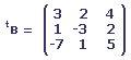 Matrice transposée de B (exercice 1)