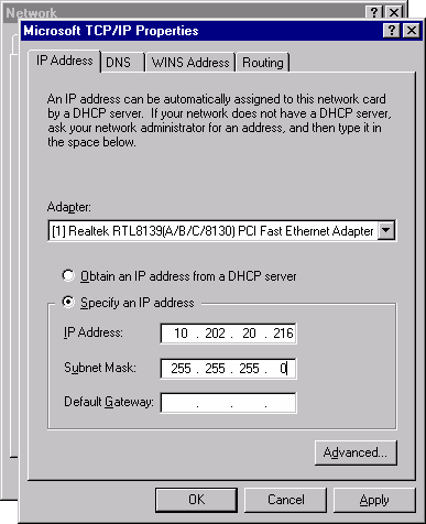 Specify an IP address