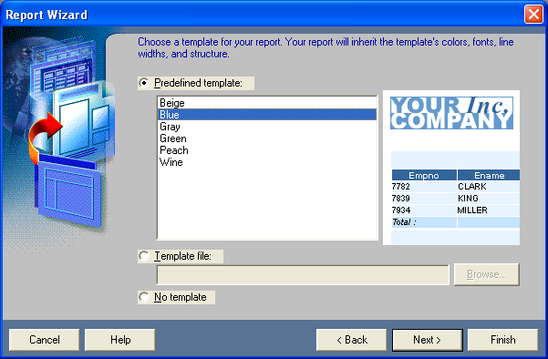 Choose a template for your report