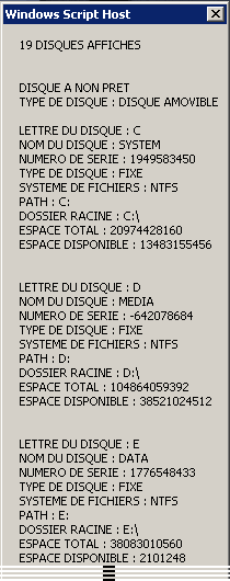 Tous les disques durs sur une seule fenêtre en vbs