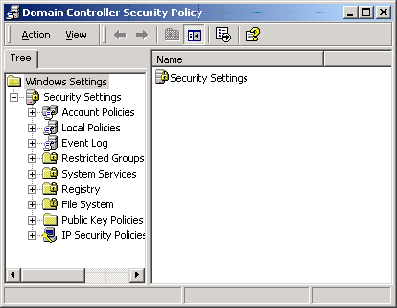 Ecran Domain Controller Security Policy