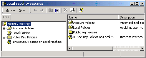 Ecran Local Security Policy