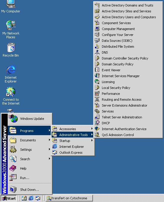 Ecran Menu Microsoft Management Consoles Ecran Menu Microsoft Management Consoles