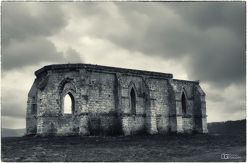 The ruins of the 13th century chapel of Saint Louis at Guémy