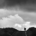 Thumb Trekking on the hill - BW