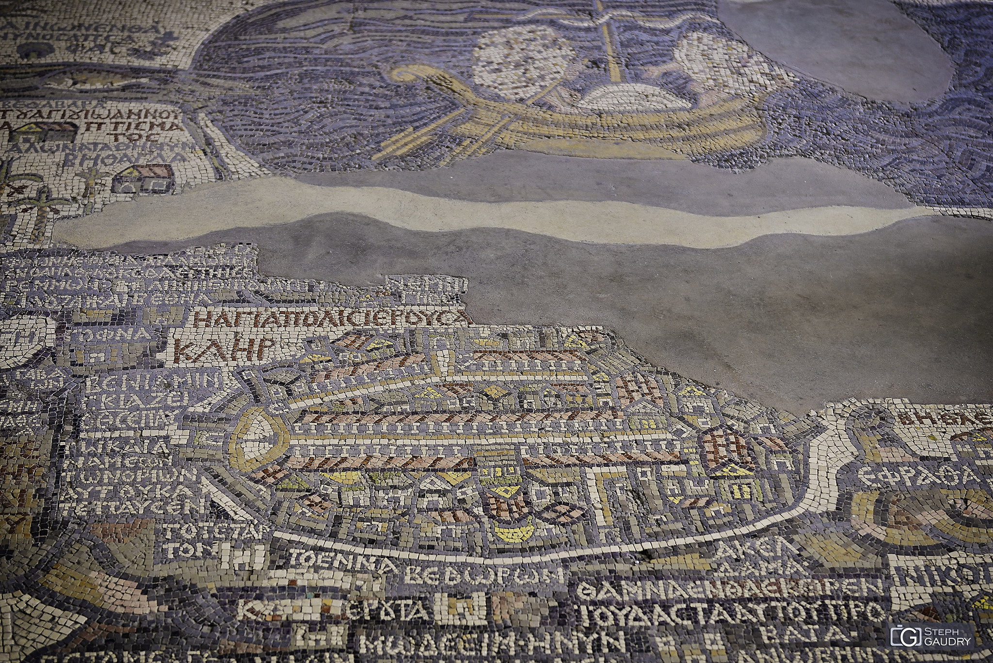 Mosaïque de la carte de Madaba - Jerusalem [Klicken Sie hier, um die Diashow zu starten]