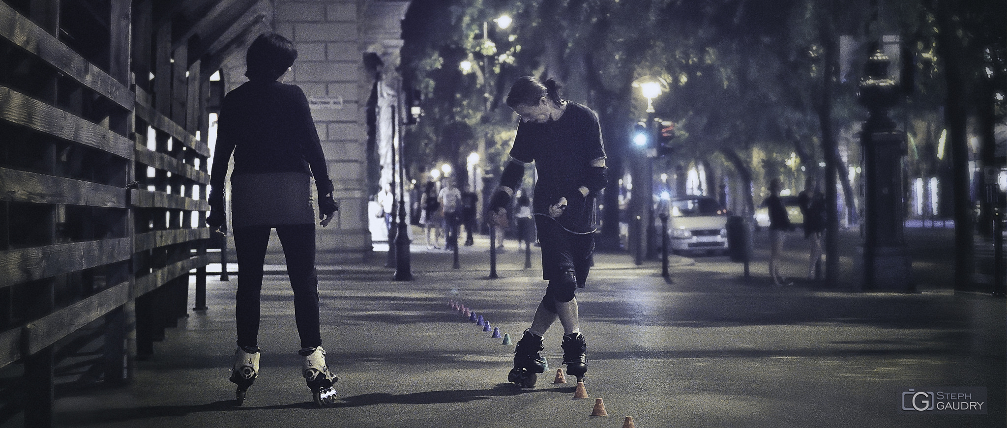 Skating in the streets of Budapest at night