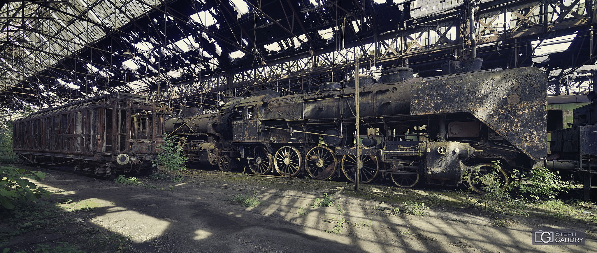 Abandoned steam train