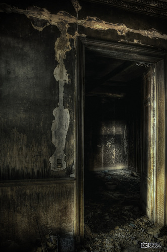 Burned-out living room