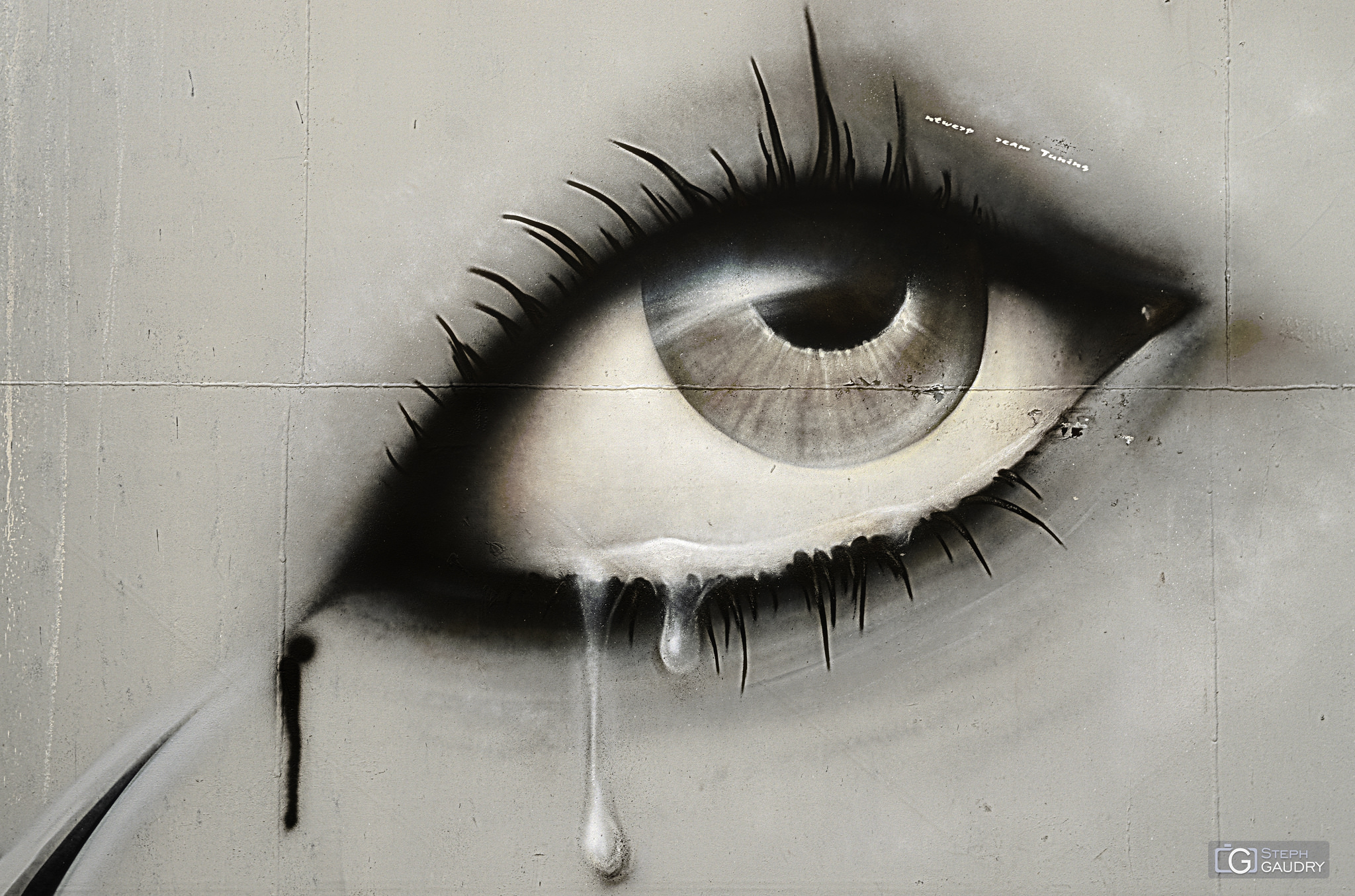 Fresques et graffiti / Les larmes de Doel - Gros plan