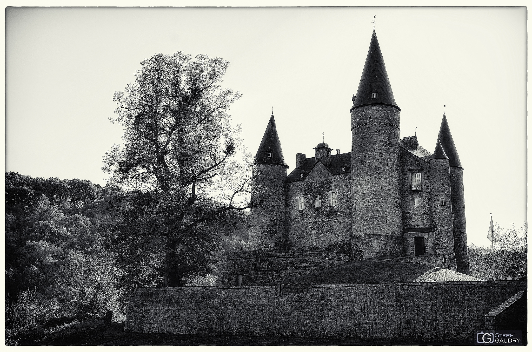 Châteaux, et somptueuses demeures / Château de Vêves - vu depuis la route