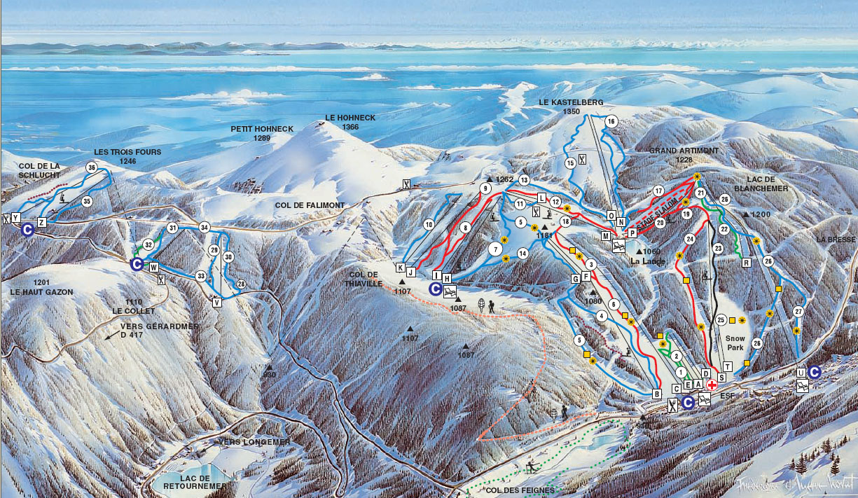 Carte du col de la Schlucht Plan du col de la Schlucht